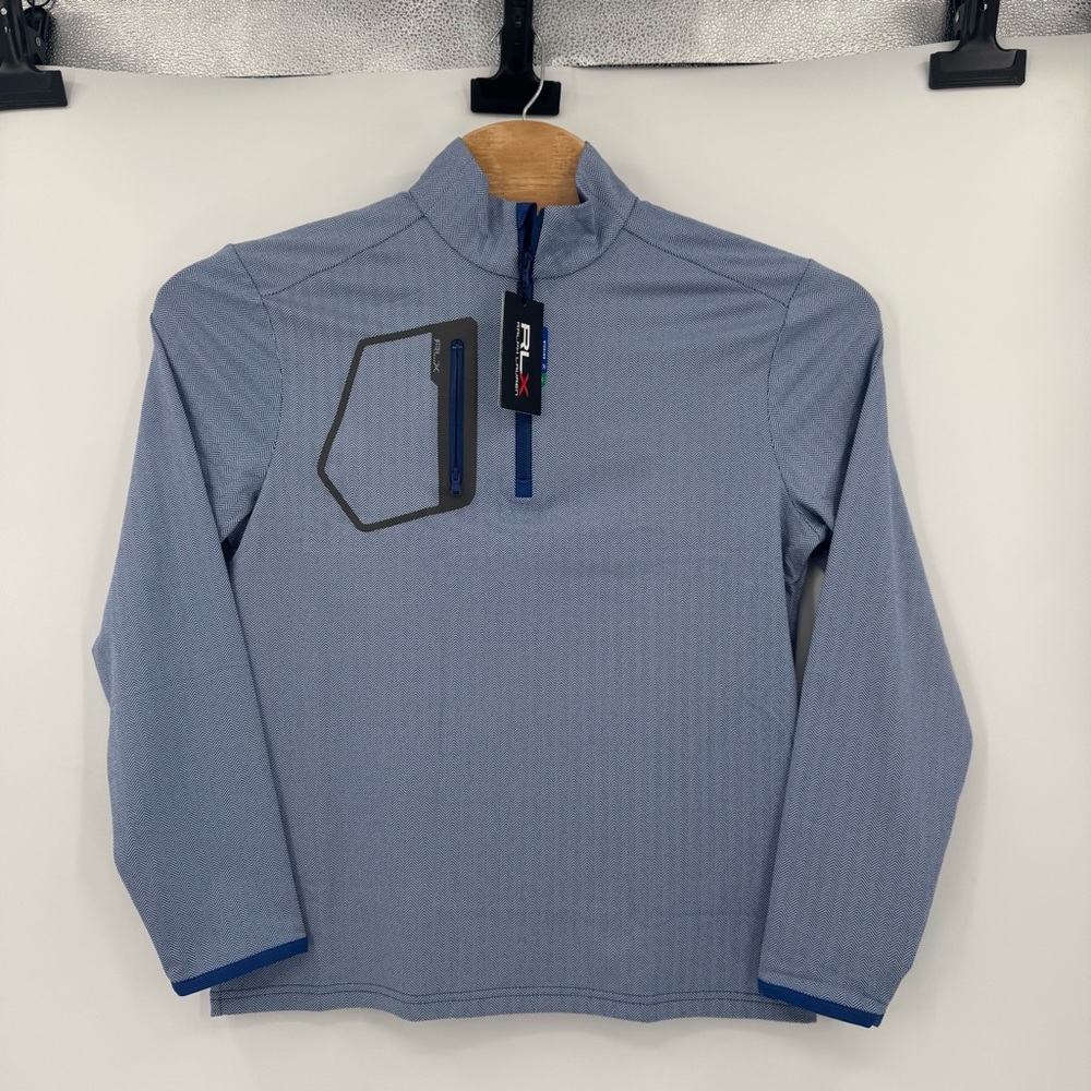 RLX Ralph Lauren 1/4 Zip Sweatshirt Mens Medium Blue Luxury Jersey Pullover Golf